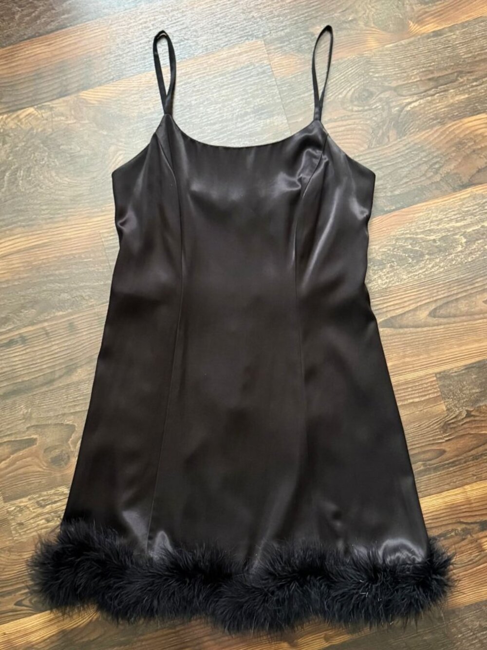 Vintage 90's Black Satin Mini Slip Dress